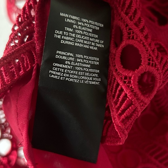 Self-Portrait High Neck Star Lace Panelled Dress in Red - Picture 6 of 7